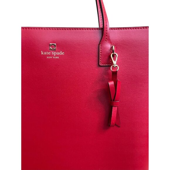 Kate Spade New York Red Leather Tote Bag BNWOT Structured Work Tote - Picture 9 of 16